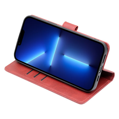 For iPhone 15 Pro Max PU Leather Stand Wallet Case Calf Texture Magnetic Clasp Phone Cover