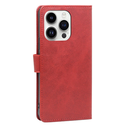 For iPhone 15 Pro Max PU Leather Stand Wallet Case Calf Texture Magnetic Clasp Phone Cover