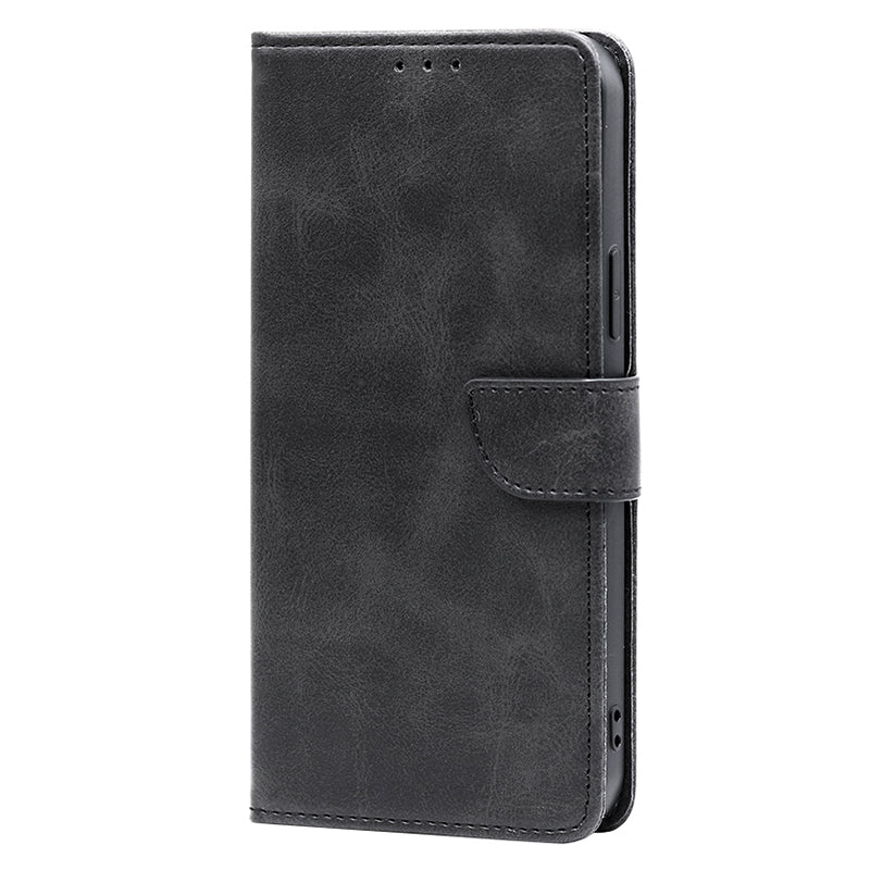 For iPhone 15 Pro Max PU Leather Stand Wallet Case Calf Texture Magnetic Clasp Phone Cover