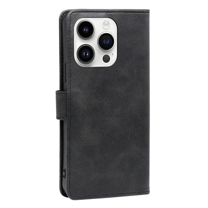 For iPhone 15 Pro Max PU Leather Stand Wallet Case Calf Texture Magnetic Clasp Phone Cover