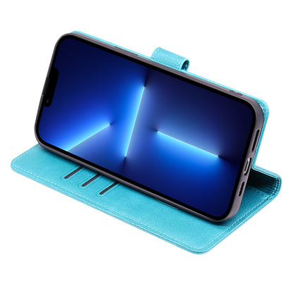 For iPhone 15 Pro Max PU Leather Stand Wallet Case Calf Texture Magnetic Clasp Phone Cover