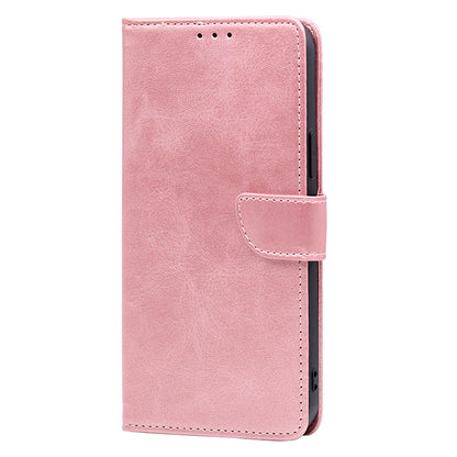 For iPhone 15 Pro Max PU Leather Stand Wallet Case Calf Texture Magnetic Clasp Phone Cover