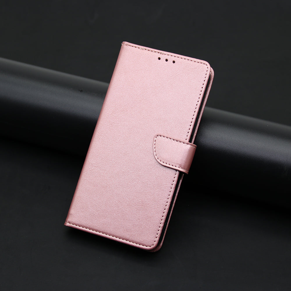For iPhone 15 Pro Max PU Leather Stand Wallet Case Calf Texture Magnetic Clasp Phone Cover