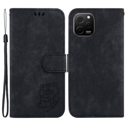 For Huawei nova Y61 4G Leather Wallet Stand Anti-shock Cover Lovely Tiger Imprint Phone Case