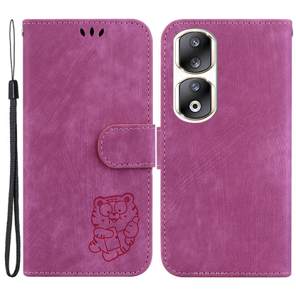 For Honor 90 Pro Wallet Phone Case Lovely Tiger Imprint Anti-Drop Leather Folio Flip Cover
