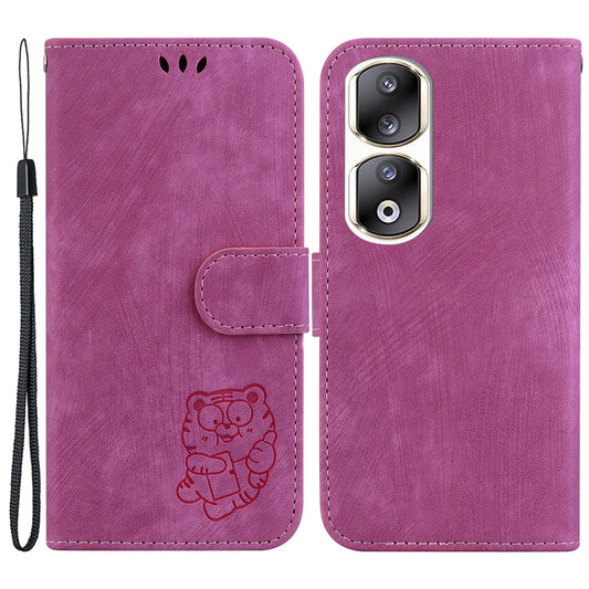For Honor 90 Pro Wallet Phone Case Lovely Tiger Imprint Anti-Drop Leather Folio Flip Cover