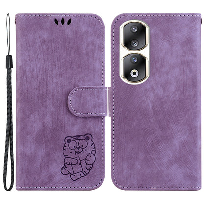 For Honor 90 Pro Wallet Phone Case Lovely Tiger Imprint Anti-Drop Leather Folio Flip Cover