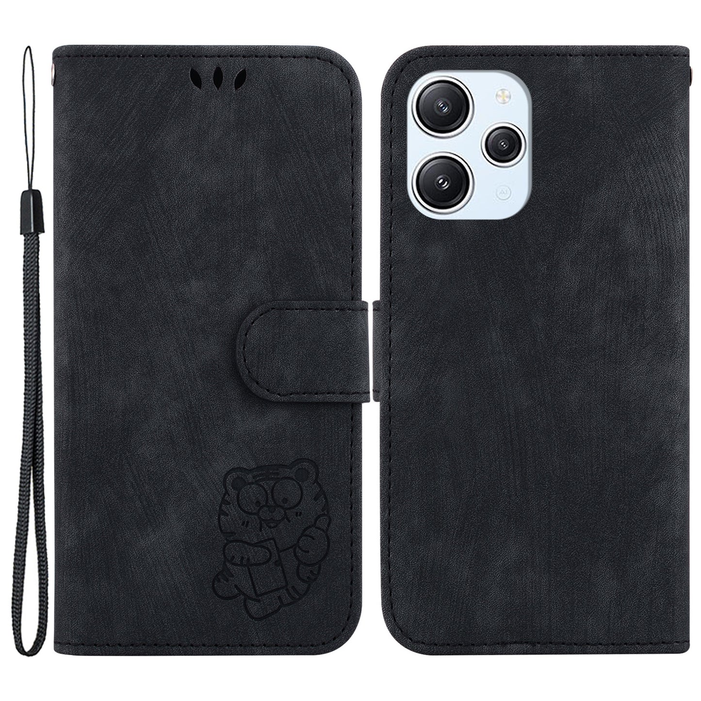 For Xiaomi Redmi 12 4G Shockproof Case Lovely Tiger Imprint Leather Wallet Phone Cover with Stand