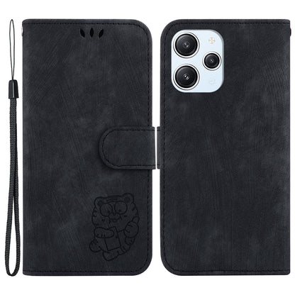For Xiaomi Redmi 12 4G Shockproof Case Lovely Tiger Imprint Leather Wallet Phone Cover with Stand