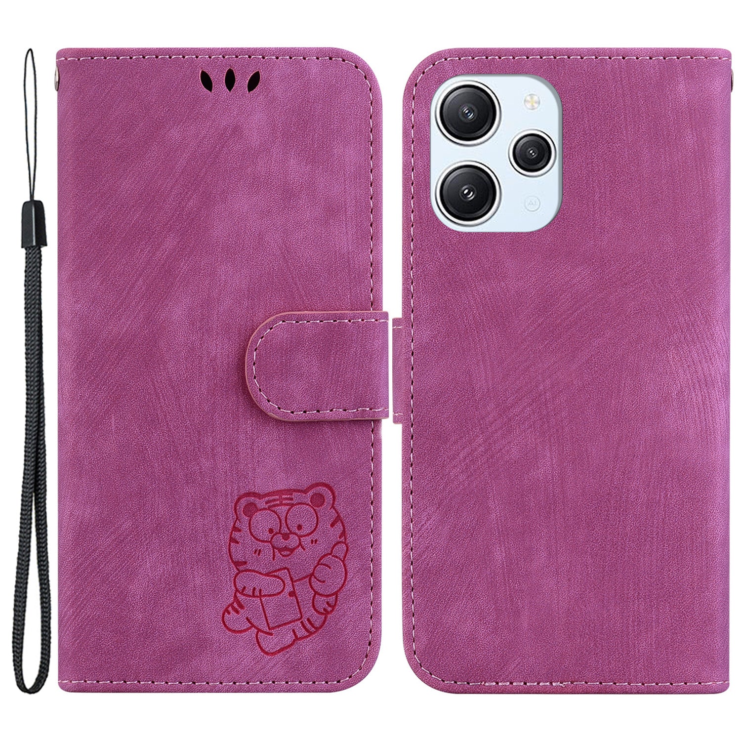For Xiaomi Redmi 12 4G Shockproof Case Lovely Tiger Imprint Leather Wallet Phone Cover with Stand
