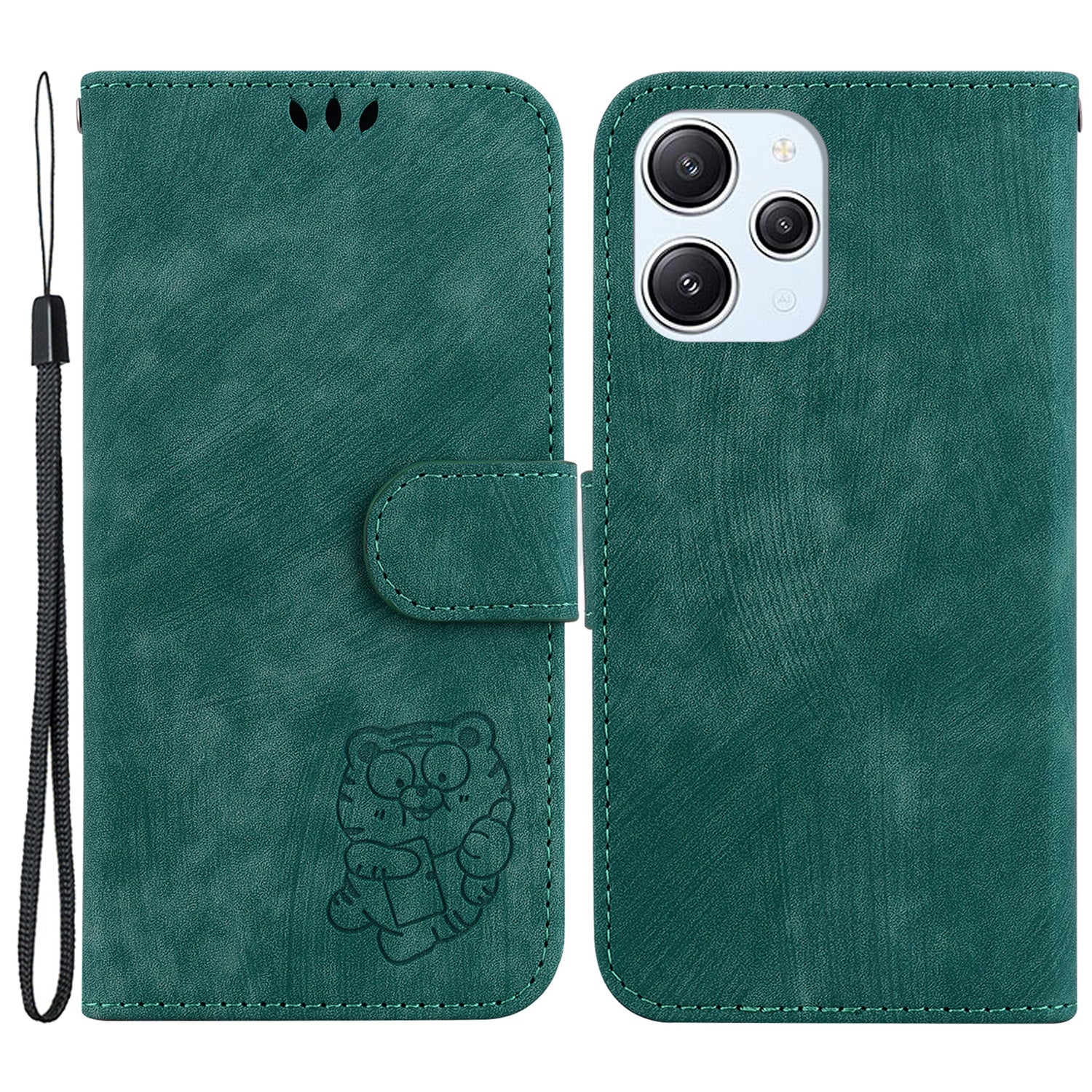 For Xiaomi Redmi 12 4G Shockproof Case Lovely Tiger Imprint Leather Wallet Phone Cover with Stand