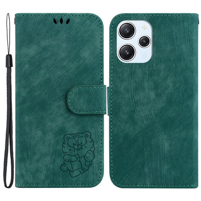 For Xiaomi Redmi 12 4G Shockproof Case Lovely Tiger Imprint Leather Wallet Phone Cover with Stand