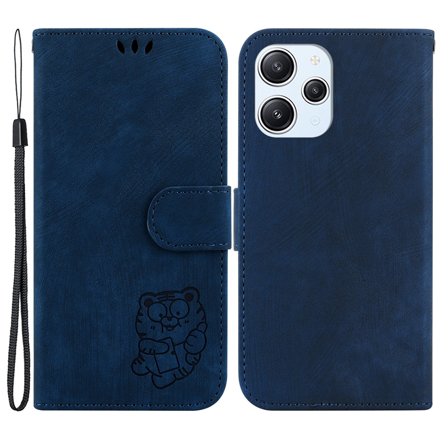 For Xiaomi Redmi 12 4G Shockproof Case Lovely Tiger Imprint Leather Wallet Phone Cover with Stand