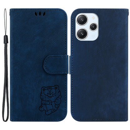 For Xiaomi Redmi 12 4G Shockproof Case Lovely Tiger Imprint Leather Wallet Phone Cover with Stand