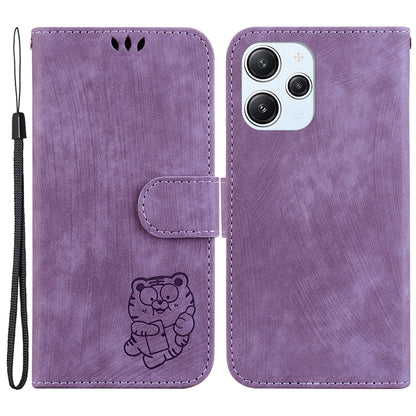 For Xiaomi Redmi 12 4G Shockproof Case Lovely Tiger Imprint Leather Wallet Phone Cover with Stand