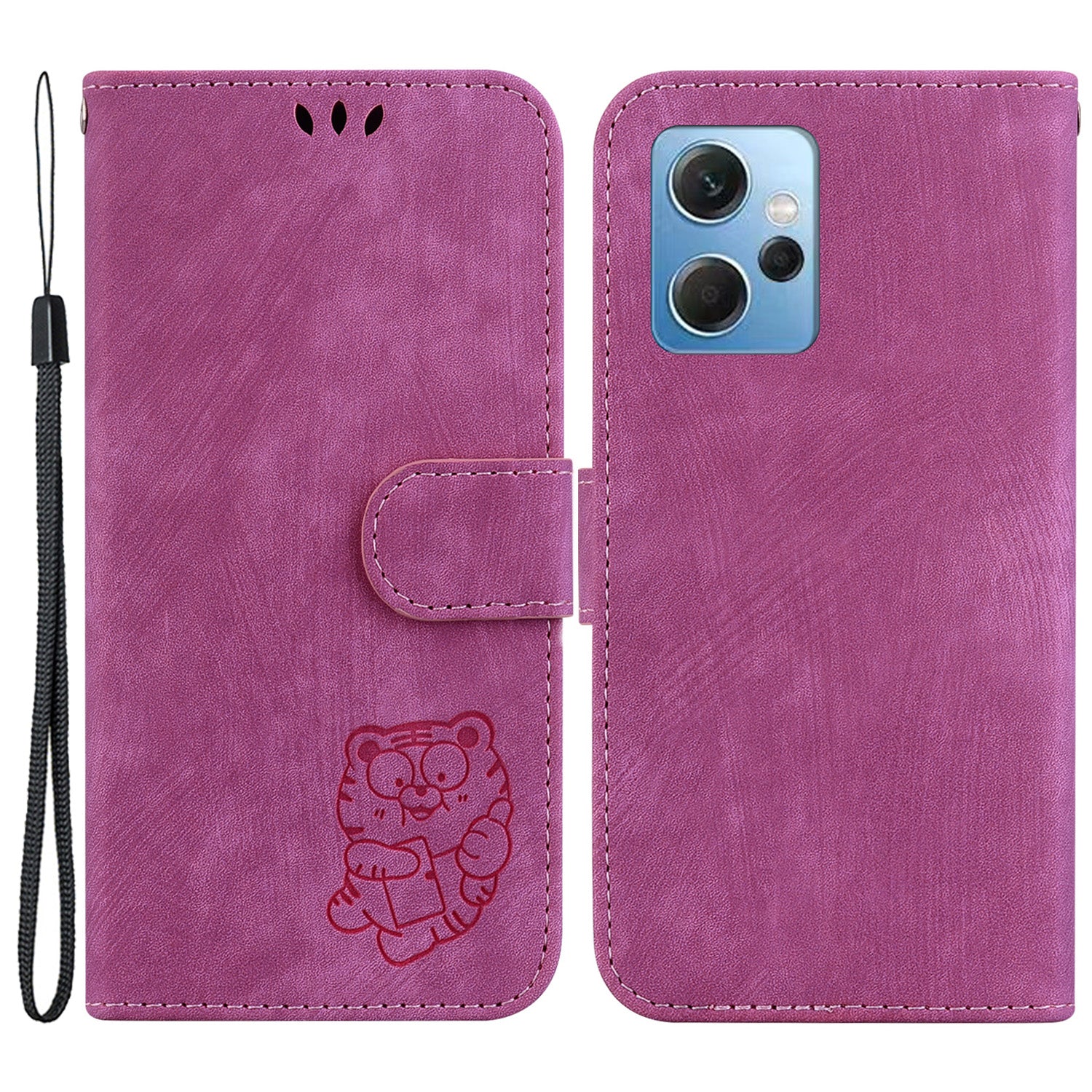 For Xiaomi Redmi Note 12 4G Wallet Phone Case Lovely Tiger Imprint Magnetic Clasp Leather Cover