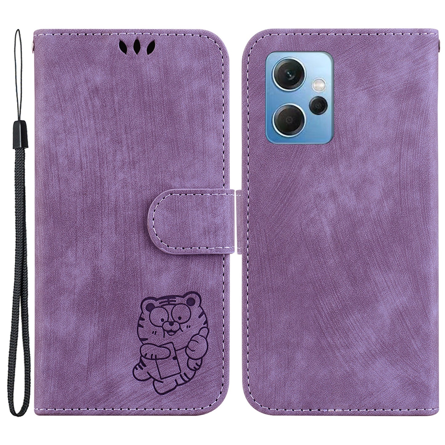 For Xiaomi Redmi Note 12 4G Wallet Phone Case Lovely Tiger Imprint Magnetic Clasp Leather Cover