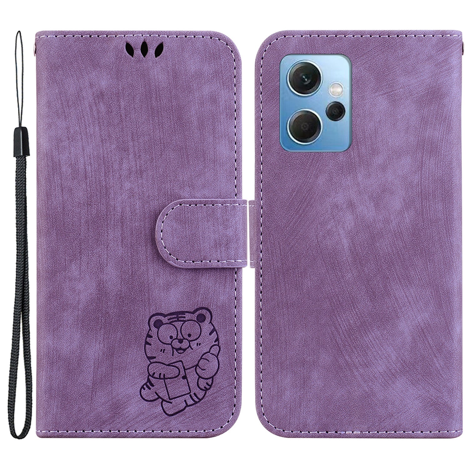 For Xiaomi Redmi Note 12 4G Wallet Phone Case Lovely Tiger Imprint Magnetic Clasp Leather Cover