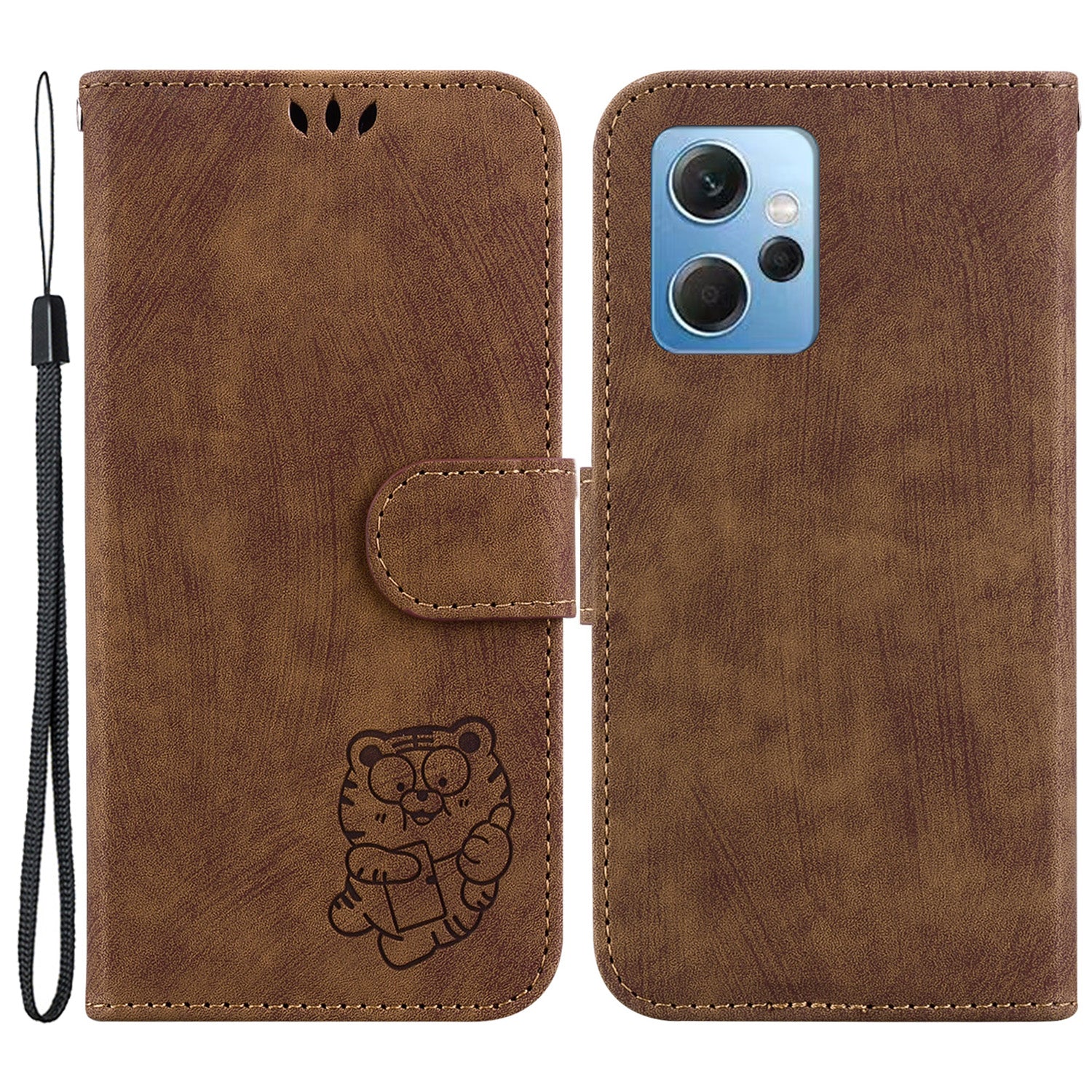 For Xiaomi Redmi Note 12 4G Wallet Phone Case Lovely Tiger Imprint Magnetic Clasp Leather Cover