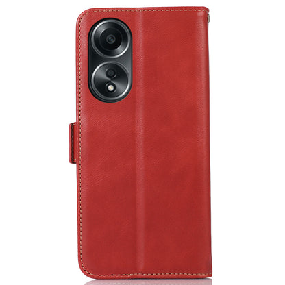RFID Blocking Phone Cover for Oppo A58 4G , Wallet Stand Genuine Cow Leather Phone Case
