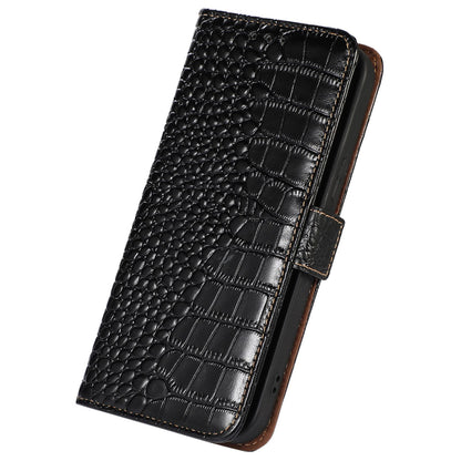 RFID Blocking Wallet Case for Oppo A58 4G , Genuine Cow Leather Stand Phone Cover
