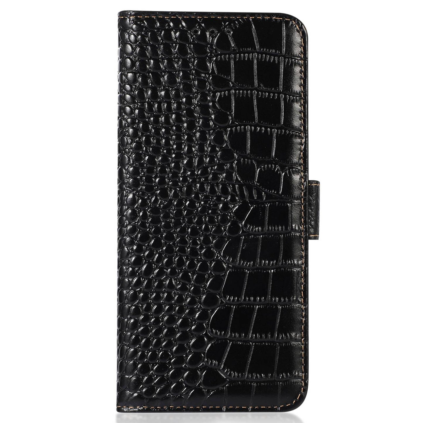 RFID Blocking Wallet Case for Oppo A58 4G , Genuine Cow Leather Stand Phone Cover