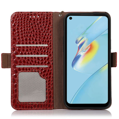 RFID Blocking Wallet Case for Oppo A58 4G , Genuine Cow Leather Stand Phone Cover