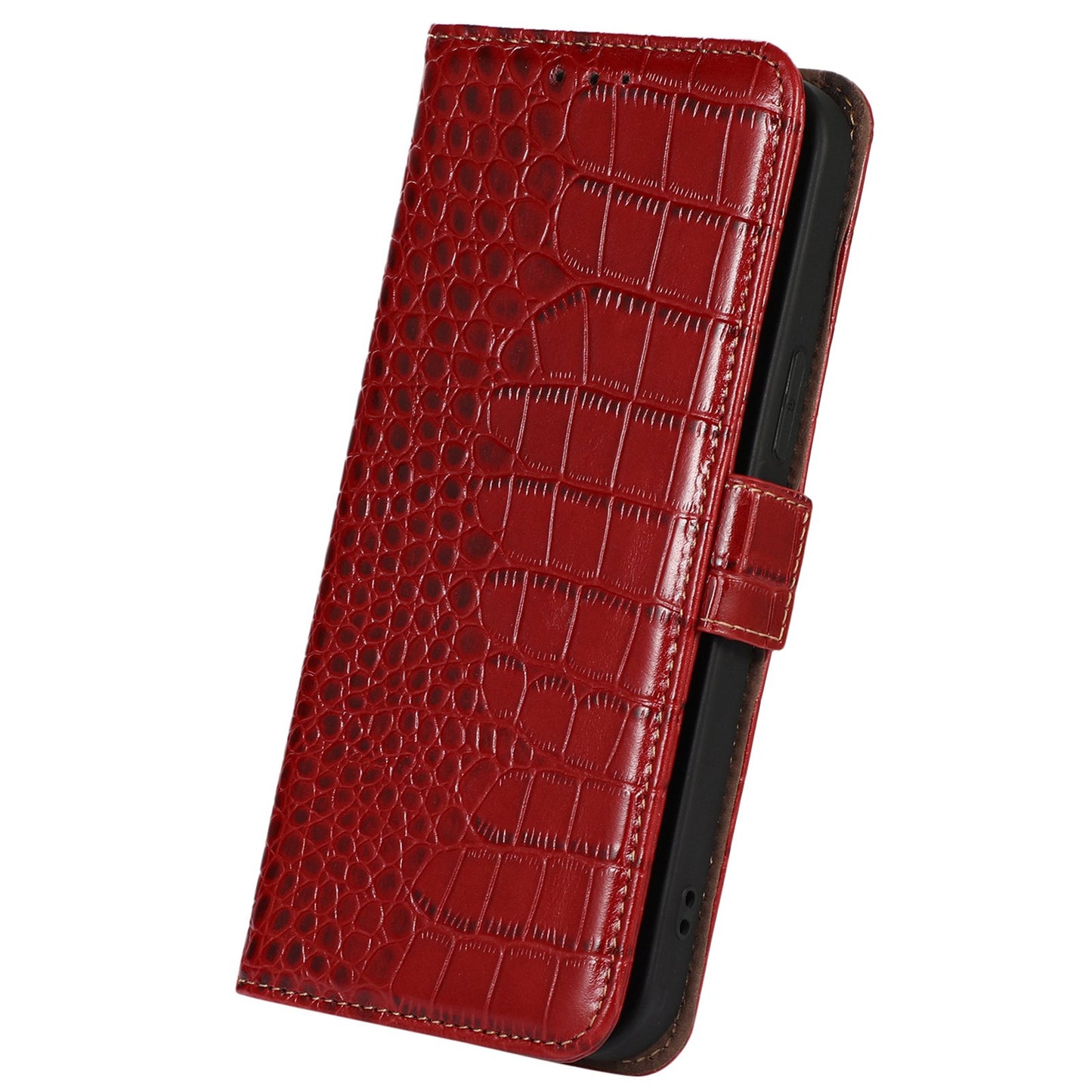 RFID Blocking Wallet Case for Oppo A58 4G , Genuine Cow Leather Stand Phone Cover