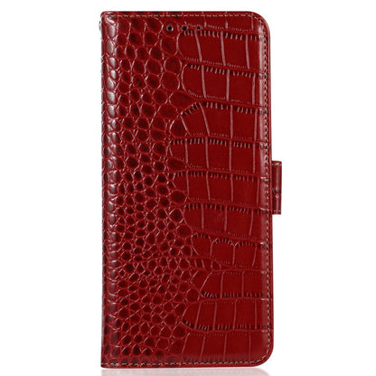 RFID Blocking Wallet Case for Oppo A58 4G , Genuine Cow Leather Stand Phone Cover