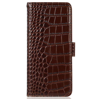 RFID Blocking Wallet Case for Oppo A58 4G , Genuine Cow Leather Stand Phone Cover