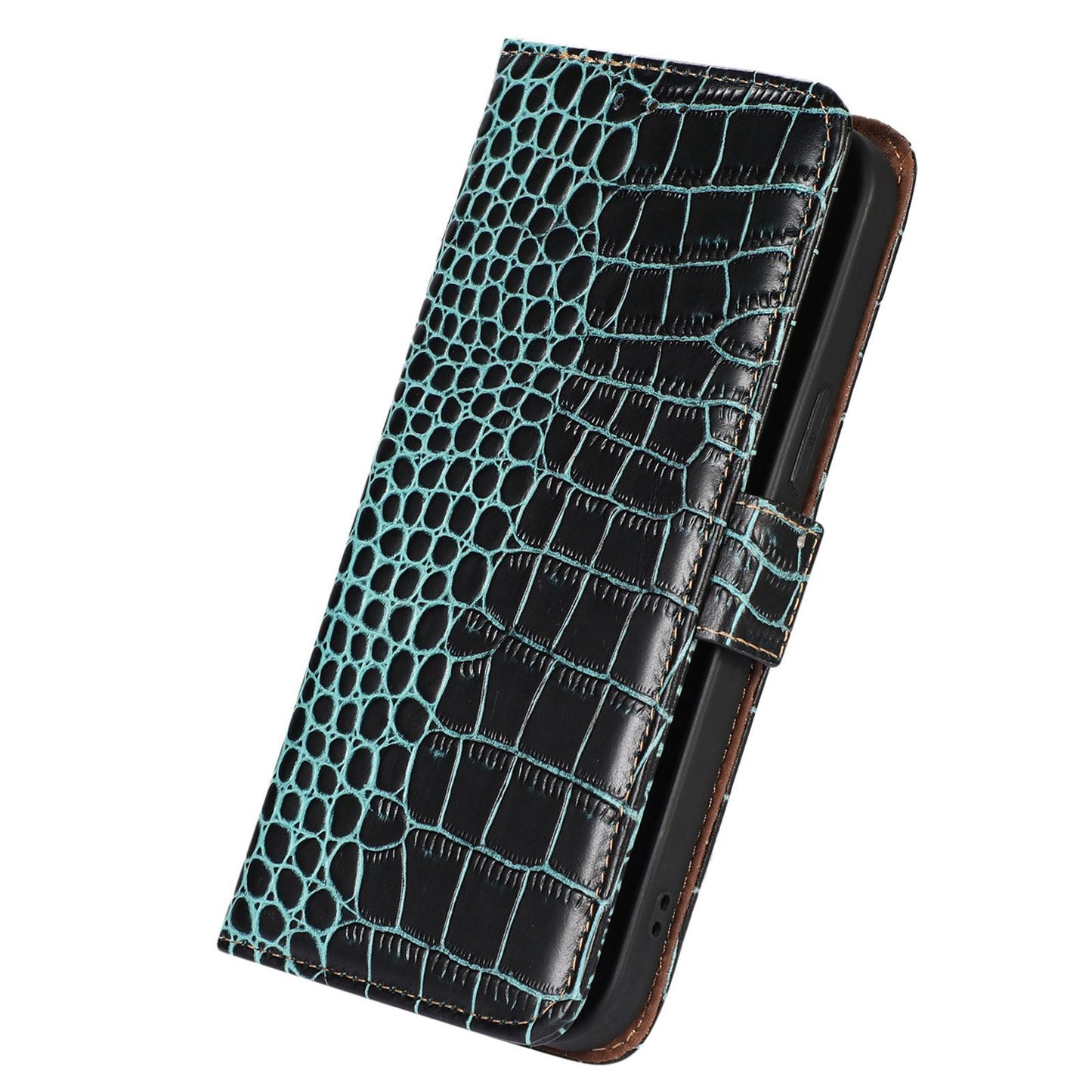 RFID Blocking Wallet Case for Oppo A58 4G , Genuine Cow Leather Stand Phone Cover