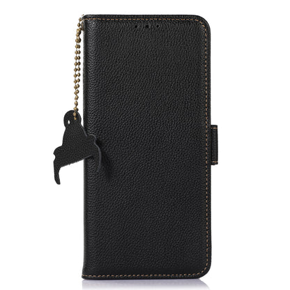 For Huawei nova Y91 4G / Enjoy 60X Wallet Phone Case RFID Blocking Genuine Cow Leather Litchi Texture Stand Cover