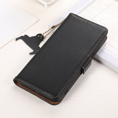 For Huawei nova Y91 4G / Enjoy 60X Wallet Phone Case RFID Blocking Genuine Cow Leather Litchi Texture Stand Cover