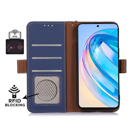 For Huawei nova Y91 4G / Enjoy 60X Wallet Phone Case RFID Blocking Genuine Cow Leather Litchi Texture Stand Cover