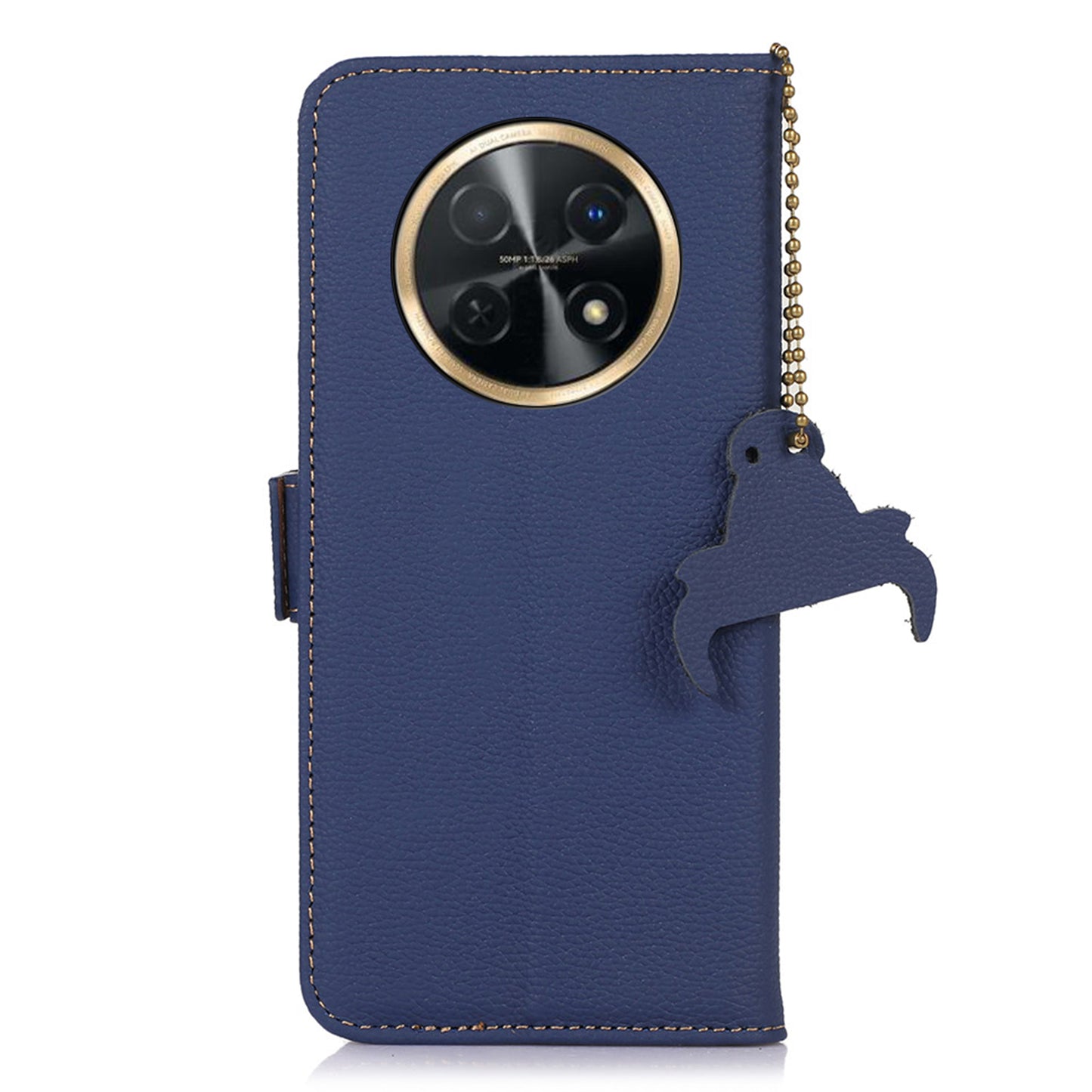 For Huawei nova Y91 4G / Enjoy 60X Wallet Phone Case RFID Blocking Genuine Cow Leather Litchi Texture Stand Cover