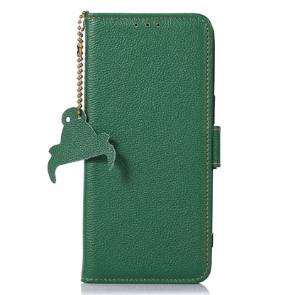 For Huawei nova Y91 4G / Enjoy 60X Wallet Phone Case RFID Blocking Genuine Cow Leather Litchi Texture Stand Cover