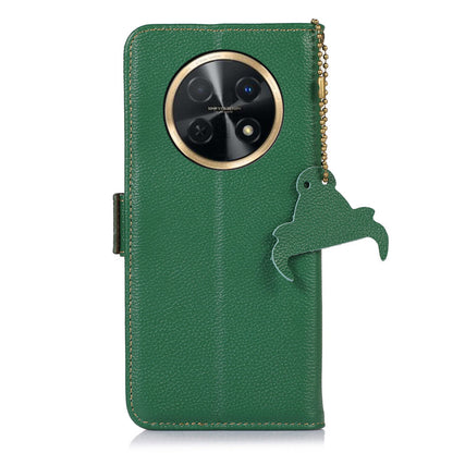 For Huawei nova Y91 4G / Enjoy 60X Wallet Phone Case RFID Blocking Genuine Cow Leather Litchi Texture Stand Cover