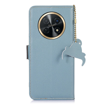 For Huawei nova Y91 4G / Enjoy 60X Wallet Phone Case RFID Blocking Genuine Cow Leather Litchi Texture Stand Cover