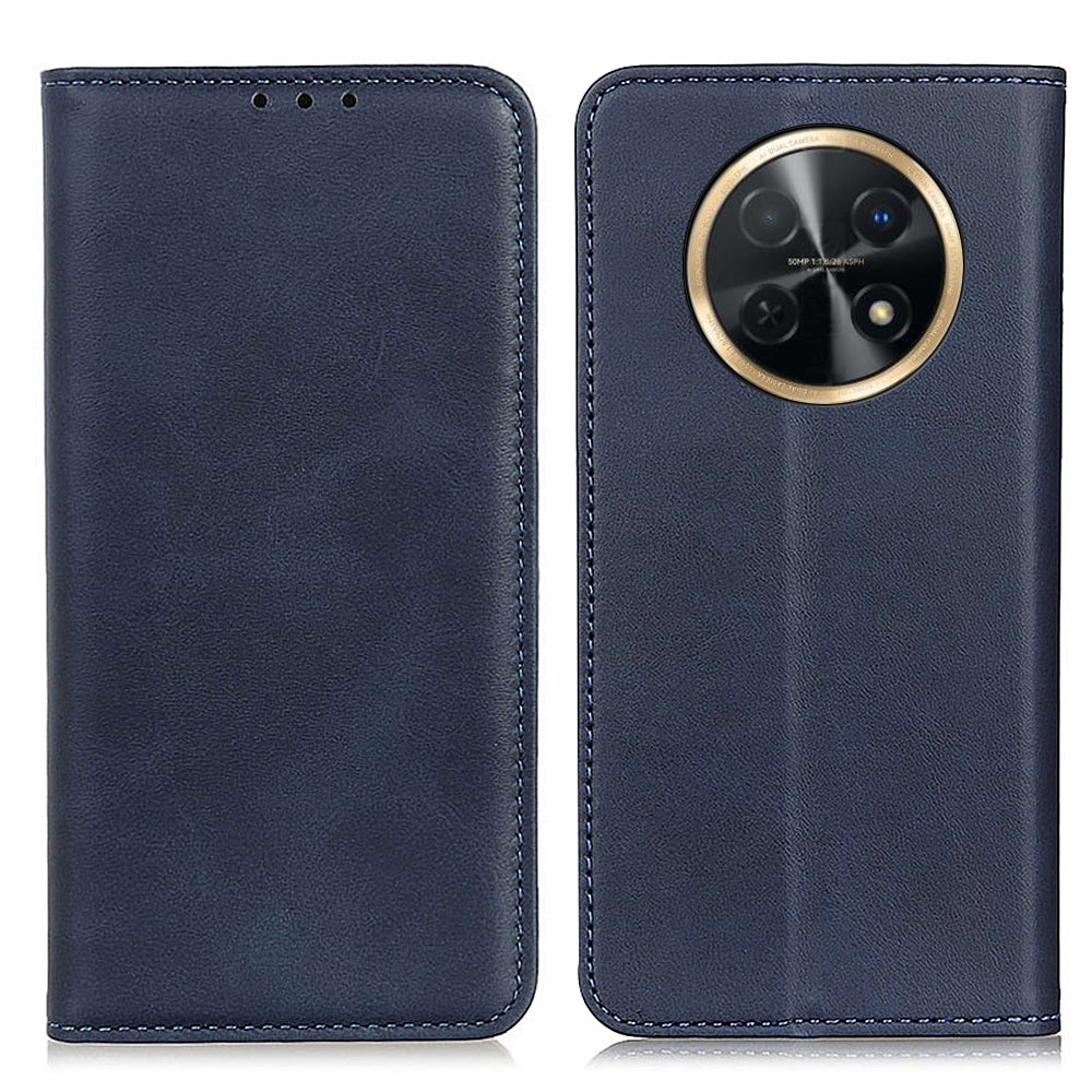 For Huawei nova Y91 4G / Enjoy 60X Cowhide Texture Split Leather Wallet Phone Case Stand Protective Phone Cover