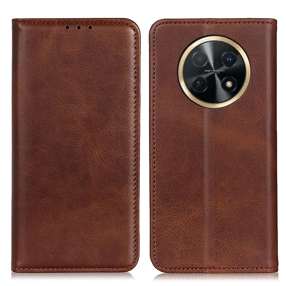 For Huawei nova Y91 4G / Enjoy 60X Cowhide Texture Split Leather Wallet Phone Case Stand Protective Phone Cover