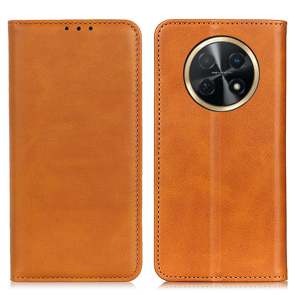 For Huawei nova Y91 4G / Enjoy 60X Cowhide Texture Split Leather Wallet Phone Case Stand Protective Phone Cover