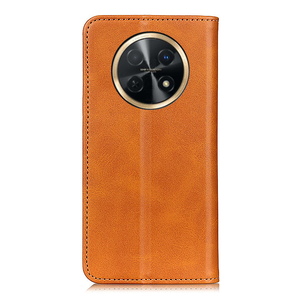 For Huawei nova Y91 4G / Enjoy 60X Cowhide Texture Split Leather Wallet Phone Case Stand Protective Phone Cover