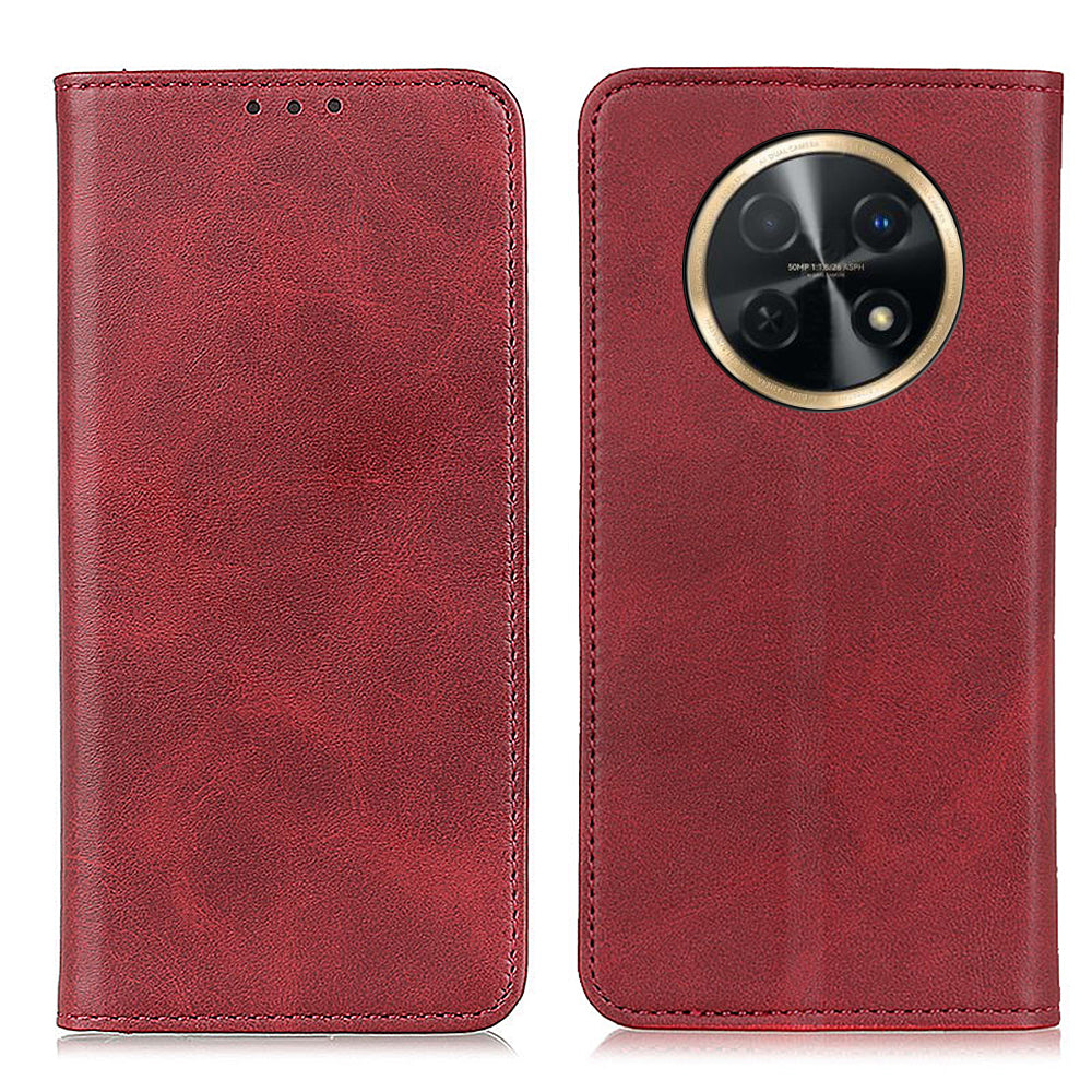 For Huawei nova Y91 4G / Enjoy 60X Cowhide Texture Split Leather Wallet Phone Case Stand Protective Phone Cover