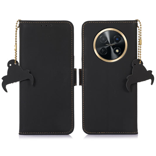 For Huawei nova Y91 4G / Enjoy 60X RFID Blocking Wallet Phone Case Stand Silky Feeling Genuine Cow Leather Cover