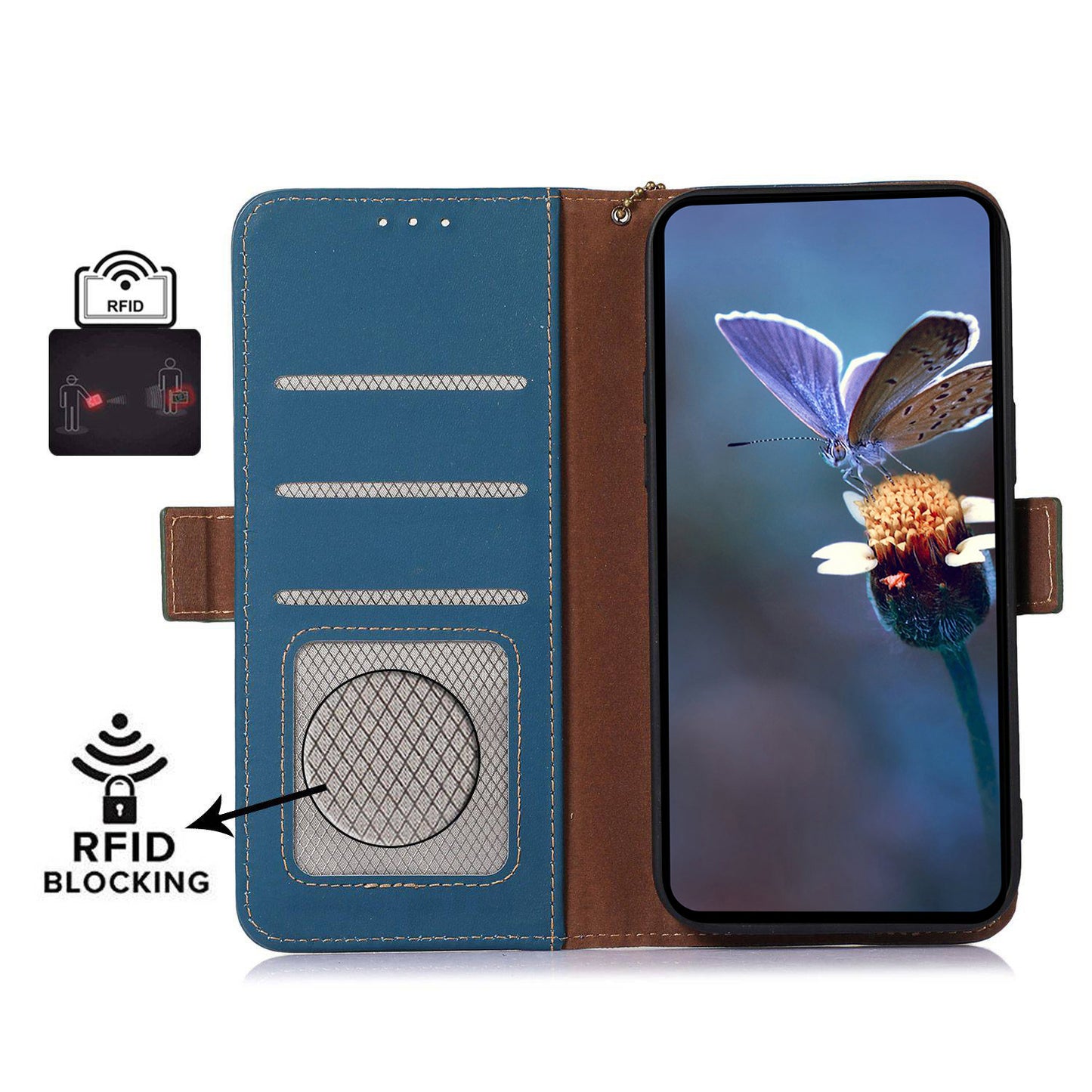 For Huawei nova Y91 4G / Enjoy 60X RFID Blocking Wallet Phone Case Stand Silky Feeling Genuine Cow Leather Cover