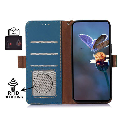 For Huawei nova Y91 4G / Enjoy 60X RFID Blocking Wallet Phone Case Stand Silky Feeling Genuine Cow Leather Cover