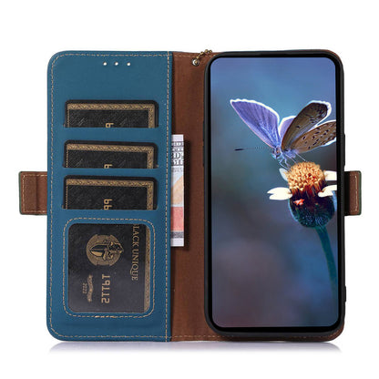 For Huawei nova Y91 4G / Enjoy 60X RFID Blocking Wallet Phone Case Stand Silky Feeling Genuine Cow Leather Cover