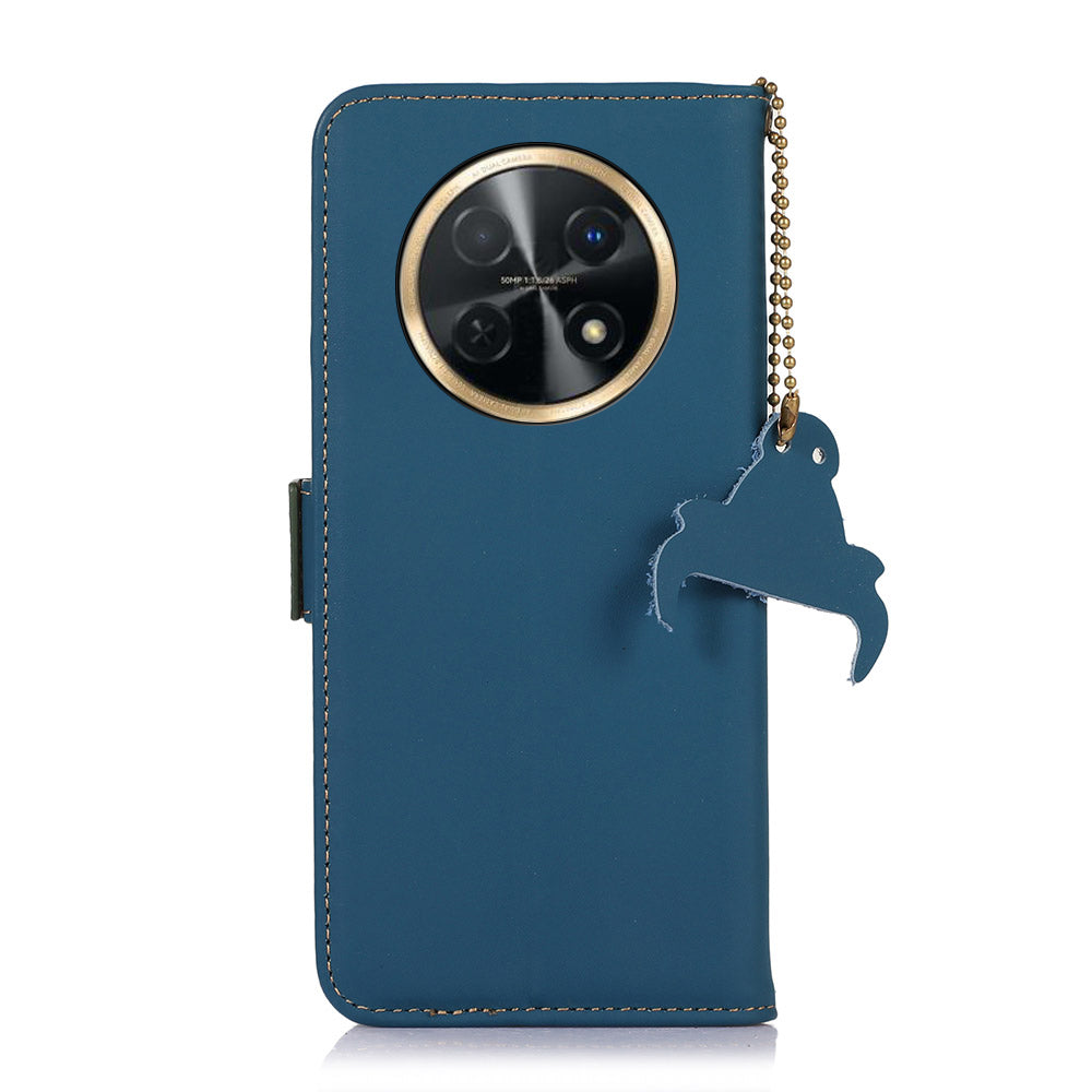 For Huawei nova Y91 4G / Enjoy 60X RFID Blocking Wallet Phone Case Stand Silky Feeling Genuine Cow Leather Cover