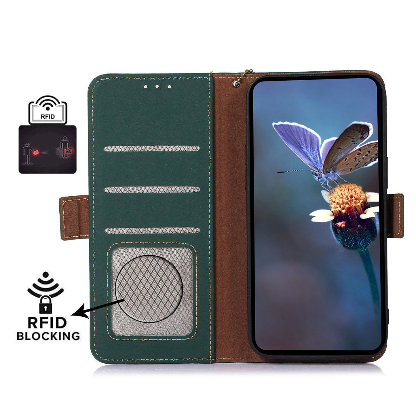 For Huawei nova Y91 4G / Enjoy 60X RFID Blocking Wallet Phone Case Stand Silky Feeling Genuine Cow Leather Cover