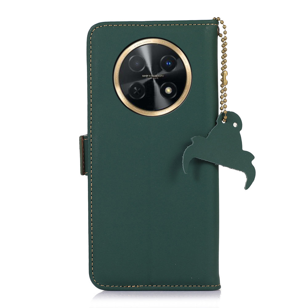 For Huawei nova Y91 4G / Enjoy 60X RFID Blocking Wallet Phone Case Stand Silky Feeling Genuine Cow Leather Cover